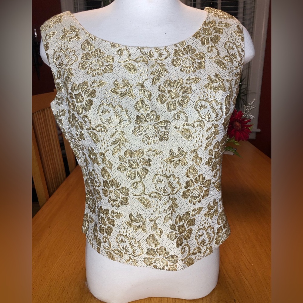 Vintage (50’s-60’s) Metallic Floral Brocade Top - Union Label